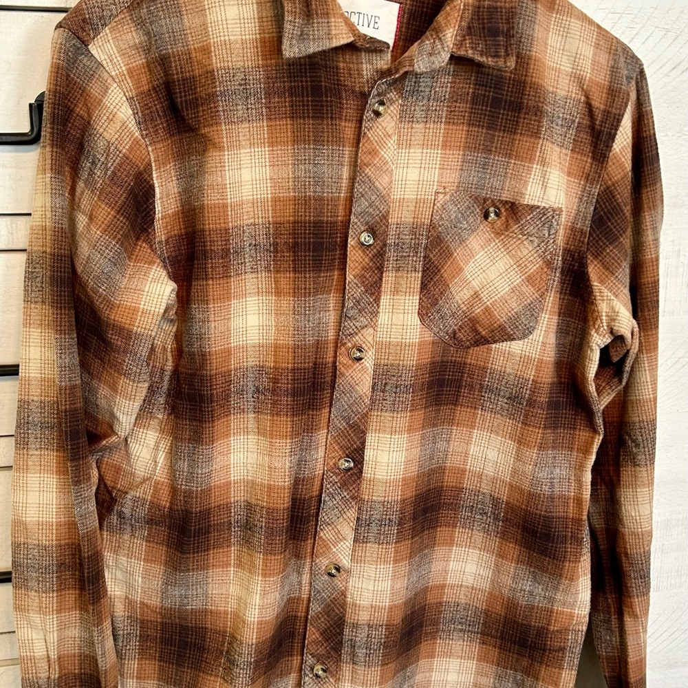 Men's Active Brown Plaid Shirt